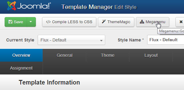 select T3 mega menu button