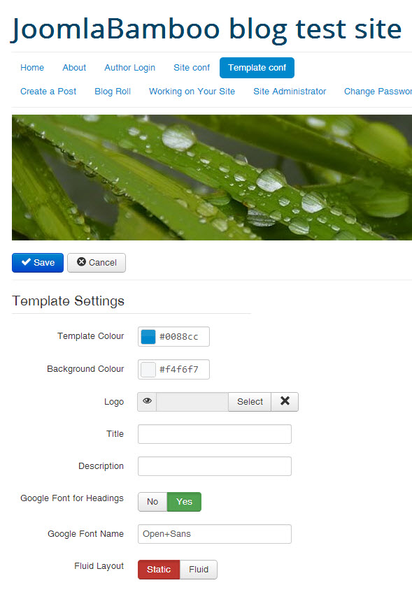 change using joomla front end