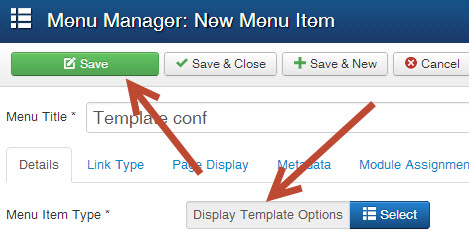 display template options