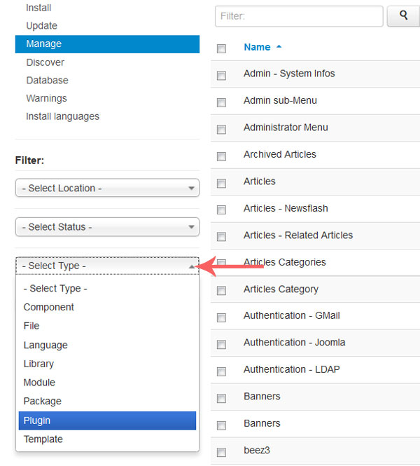 extension type filter