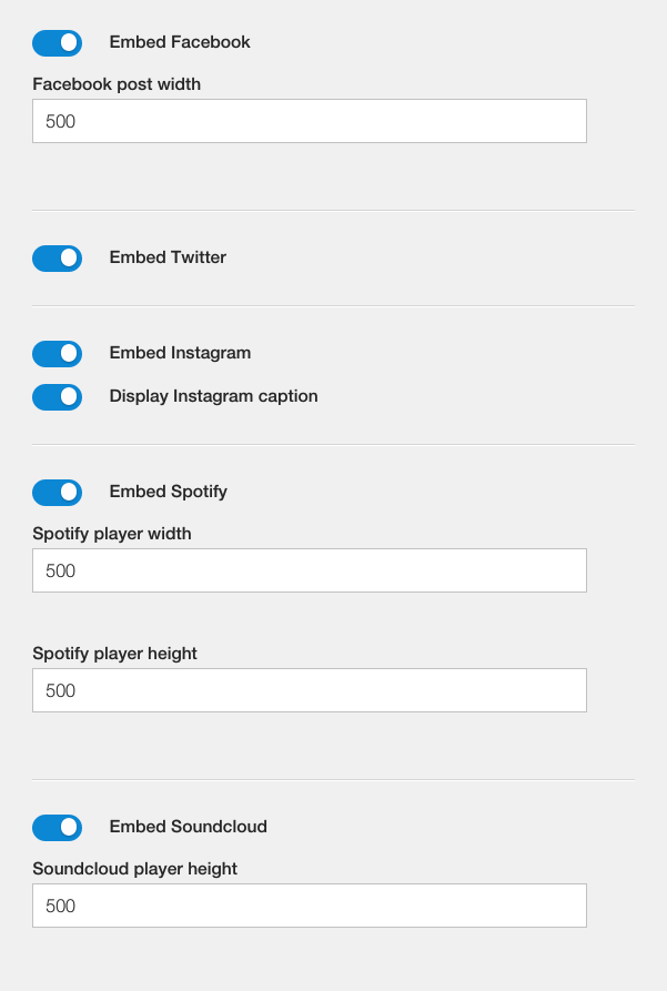 Embedded Settings