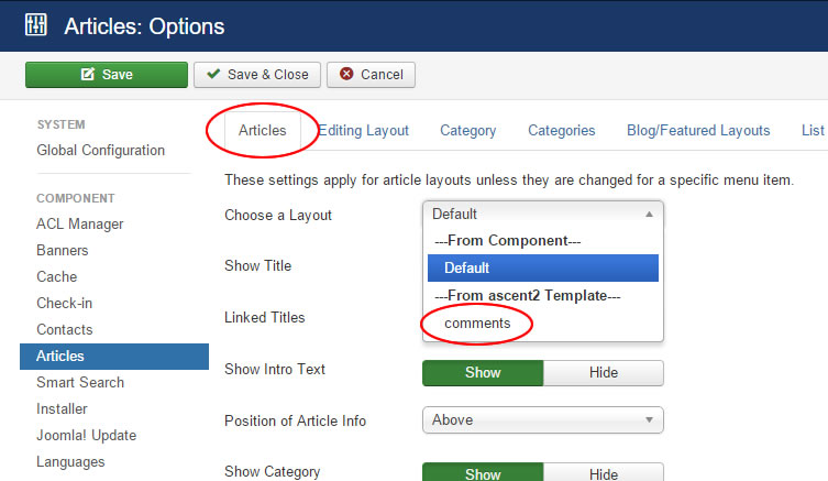 Selecting an alternative layout