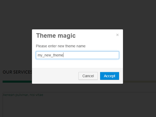 saving a new theme in T3 theme magic