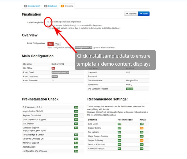 install sample data